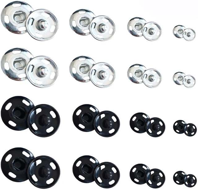 280 Sets Sew-on Snap Buttons Metal Snaps Fasteners Press Studs Buttons for  Sewing, Black and