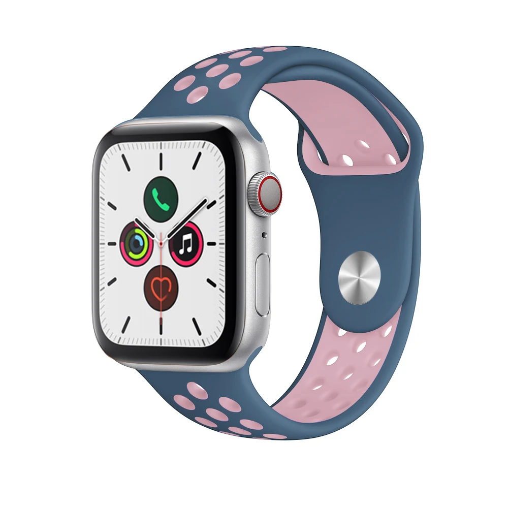 Силиконовый ремешок pulseira для apple watch band 4(iwatch 5) 44 мм 40 мм apple watch 3 2 1 ремешок 42 мм 38 мм - Цвет ремешка: blue pink