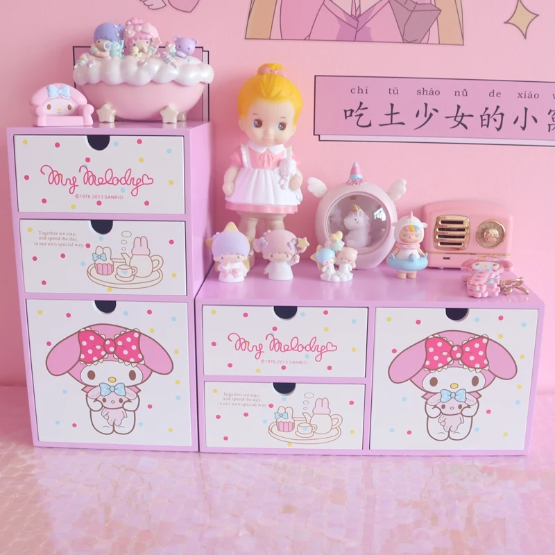 

Cute Japan Pink wooden storage box home decoration cartoon jewelry box for girls Gifts