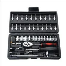 46 постельный комплект из хром-ванадиевой Сталь Набор инструментов с переходными Комбинации комплект инструментов набор инструментов рукава Авто Ремонт Инструменты Набор