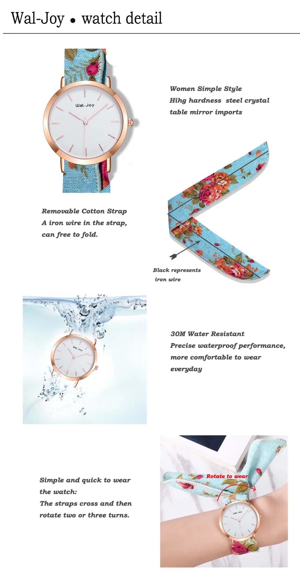 WJ-9018 Wal-Joy Набор для карманных часов цветочный принт богемский тканевый Ремешок Модные женские классические часы женские повседневные кварцевые наручные часы