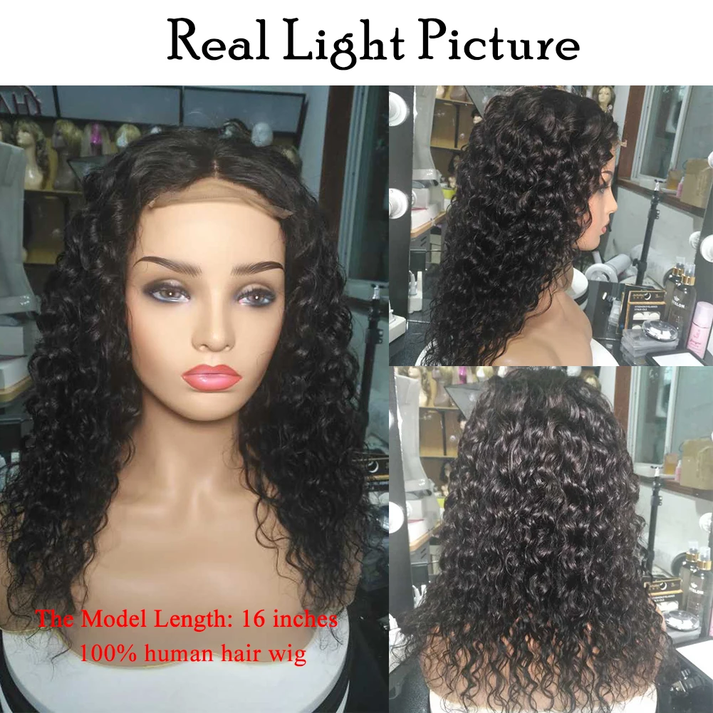 FAVE Lace Front Human Hair Wigs Brazilian Remy Curly Wig 4X4 Lace Closure Water Wave Wig Glueless For Black Women ping