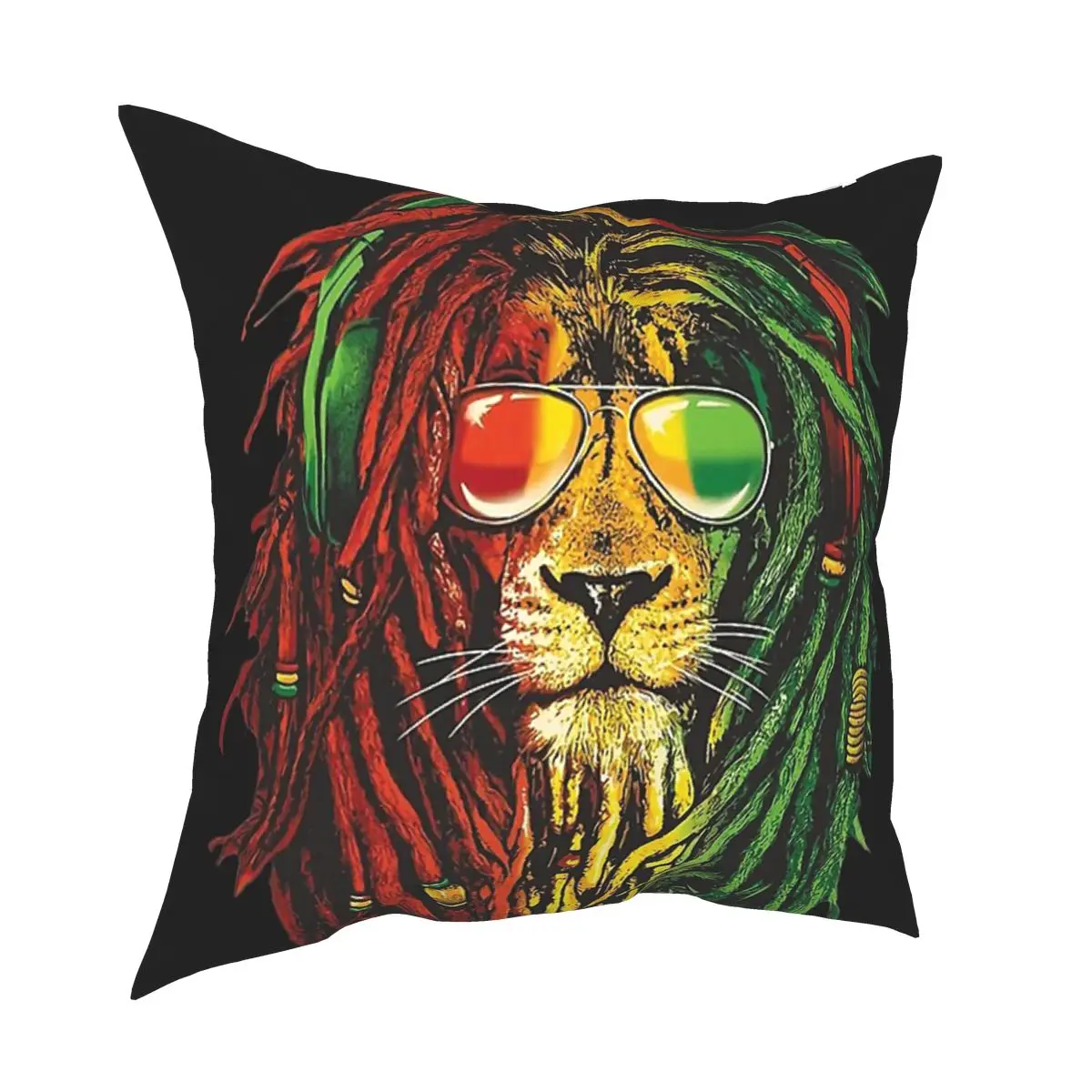 Cool Rasta Lion Reggae Dreadlock Rastafari Pillow Cover Home Decor Cushions Throw For Sofa Double-sided Printing Print | Дом и сад