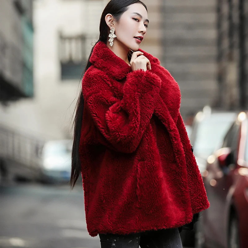 

Fur Shearling Sheep Coat Female 100% Wool Coats 2020 Winter Jacket Women Korean Short Outwear Casaco Feminino MY3705 s