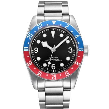 

Corgeut 41mm black sterile dial blue red rotating bezel luminous marks sapphire glass automatic movement men's wrist watches