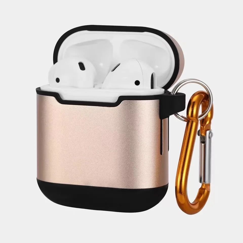 Металлический и силиконовый чехол для наушников Bluetooth для AirPods1/2 два-в-одном, защита от падения, беспроводные наушники, защитный чехол с кольцом