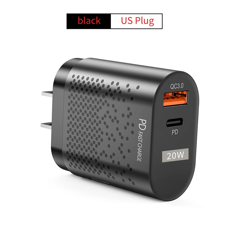 20W PD USB Wall Charger Dual Port USB Type C Fast Charging Adapter QC3.0 Mobile Phone Quick Charger For iPhone 12 11 Xiaomi 11 usb charger Chargers