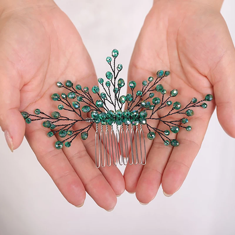 Wedding Hair Accessories Casual Headpieces Green Hair comb Handmade Headdress Chic party and prom for women Bridal Jewelry