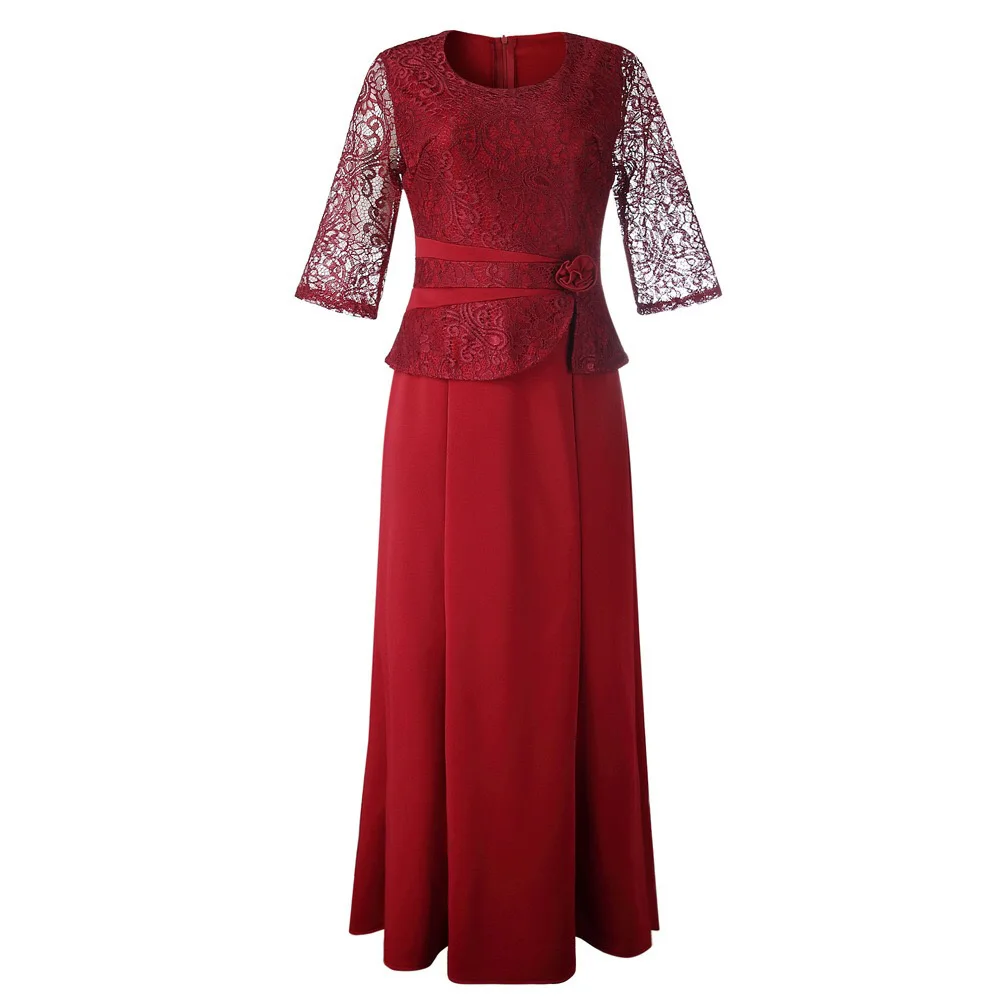 

Luxury Dresses Elegant Evening Lace Party Wedding Night Floor Length Half Sleeve Loose Vestidos Mujer Female Dresses 2020 Autumn