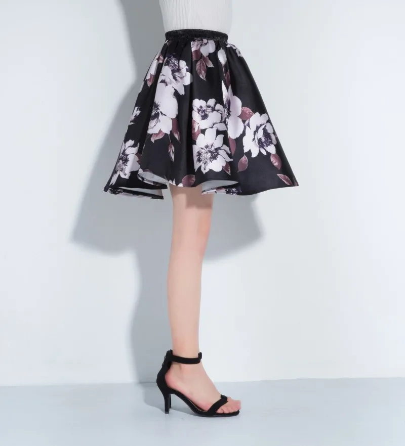 Flower Floar Printing Ladies Jacquard Pleated Ball Gown Short Skirts Womens Vintage Floral High Waist Many Choices