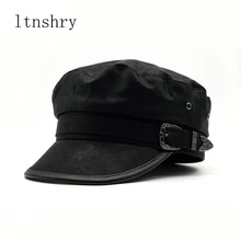 Модные береты шапки осень/зима для женщин Мода PU кожа армейский ремень армейские военные шапки Девушки Путешествия береты черная шляпа