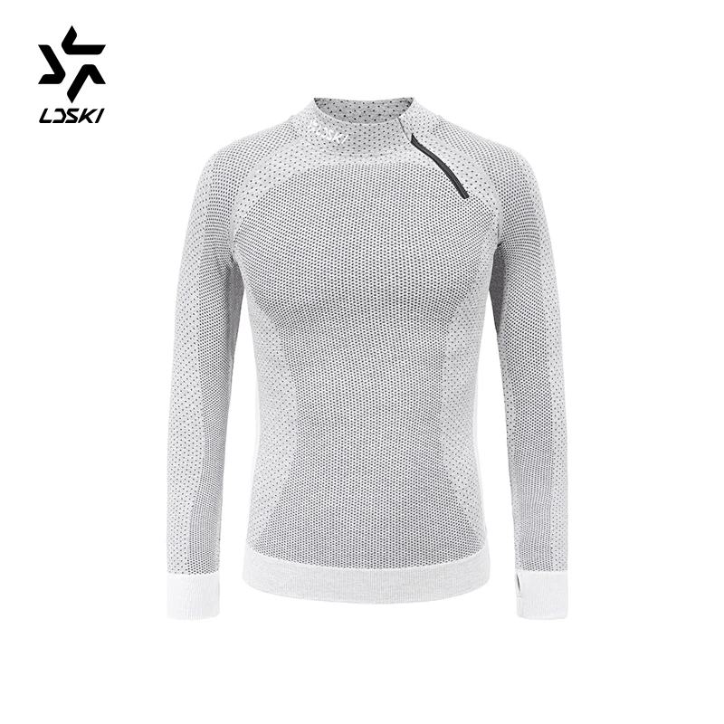 LDSKI компрессионная Спортивная одежда для занятий спортом, одежда для катания на лыжах, Влагоотводящая ткань, приятная на ощупь - Цвет: Light Grey Top