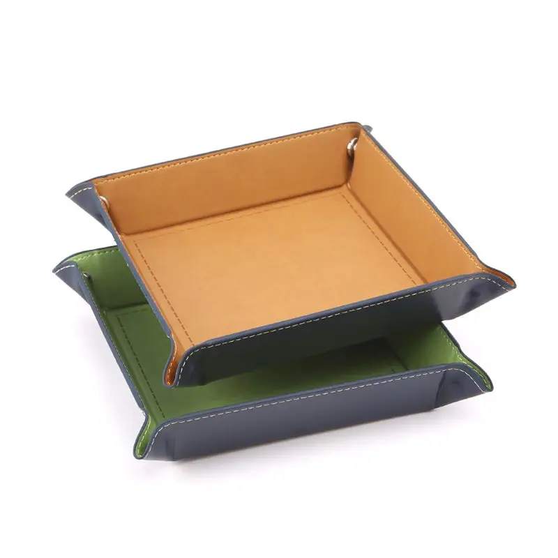 

Foldable Desktop Storage Box PU Leather Quadrilateral Tray DND Dice Key Coin Box Au20 19 Dropship