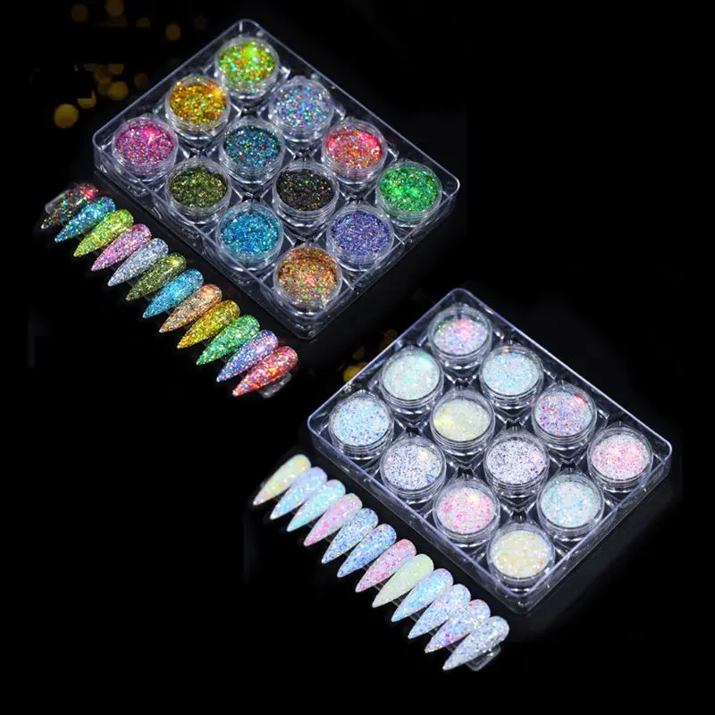 Best Price of  12 Shiny Colors Diamond Sequins Mica Powder Resin Pigment Iridescent Glitters Kit Resin Jewelry Mak