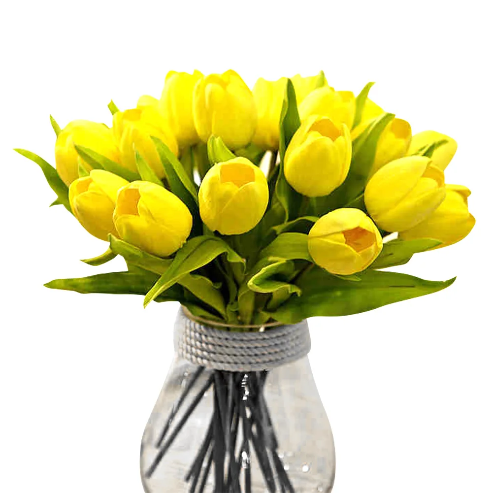 Свадебные украшения Ремесло Искусственные тюльпаны Цветочный декор дома белый 10 шт цветок