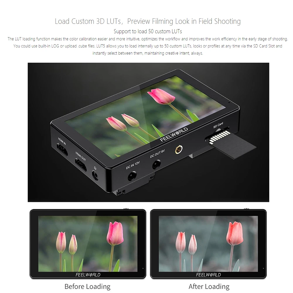 DSLR Field Monitor FEELWORLD LUT5 5.5 Inch Ultra High Bright 3000nit 4K HDMI Input Output Touch Screen DSLR Camera Field Monitor With Instal Kit portable monitor,dslr field monitor