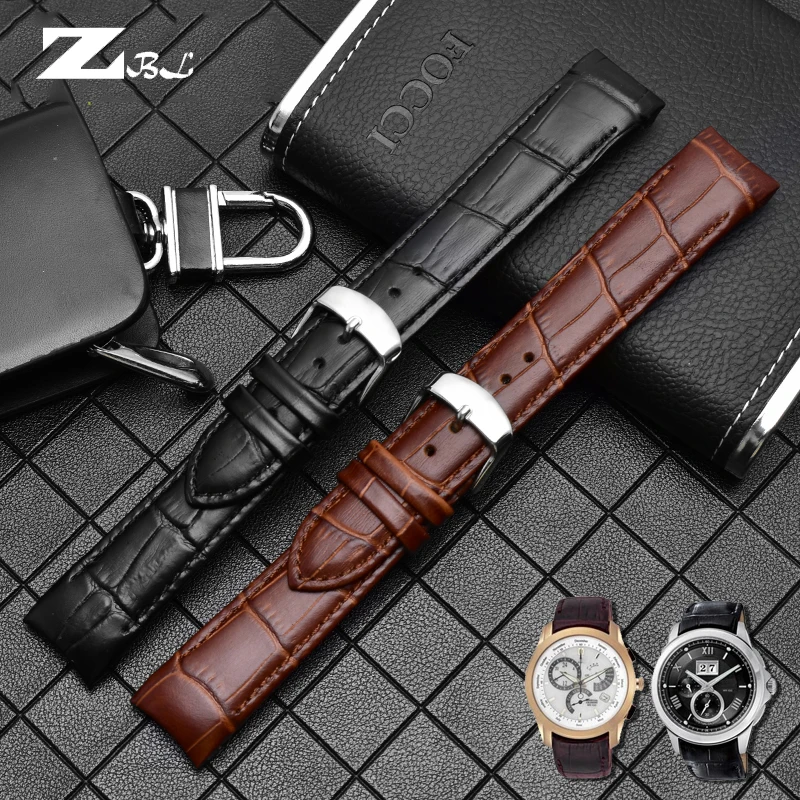 Genuine Leather Bracelet Curved End Watch Strap - Premium Adjustable Band