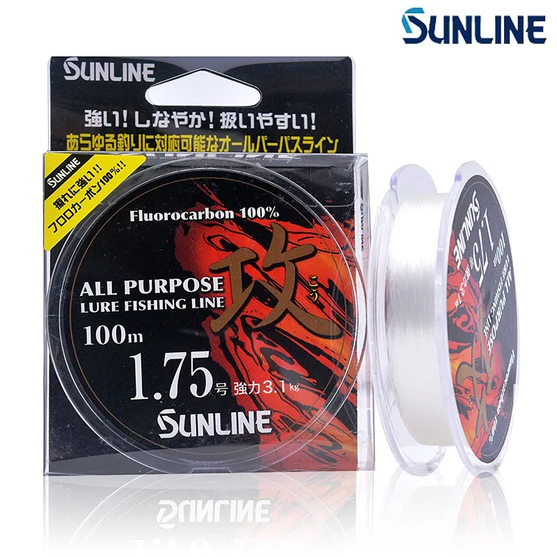 SUNLINE леска из углеродного волокна тутового цвета, основная леска для кальмаров, 100 метров, углеродная леска для ловли, леска для ловли рыбы, передняя леска