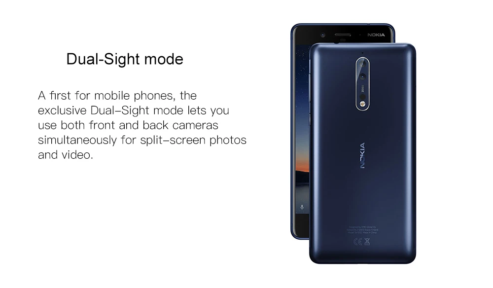 Оригинальная разблокированная Nokia 8 двойная задняя камера 13,0 МП 5,3 дюймовый экран 4 Гб+ 64 Гб отпечаток пальца