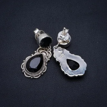 

Natural Black Onyx Handmade Unique 925 Sterling Silver Earrings 1.25" A2779