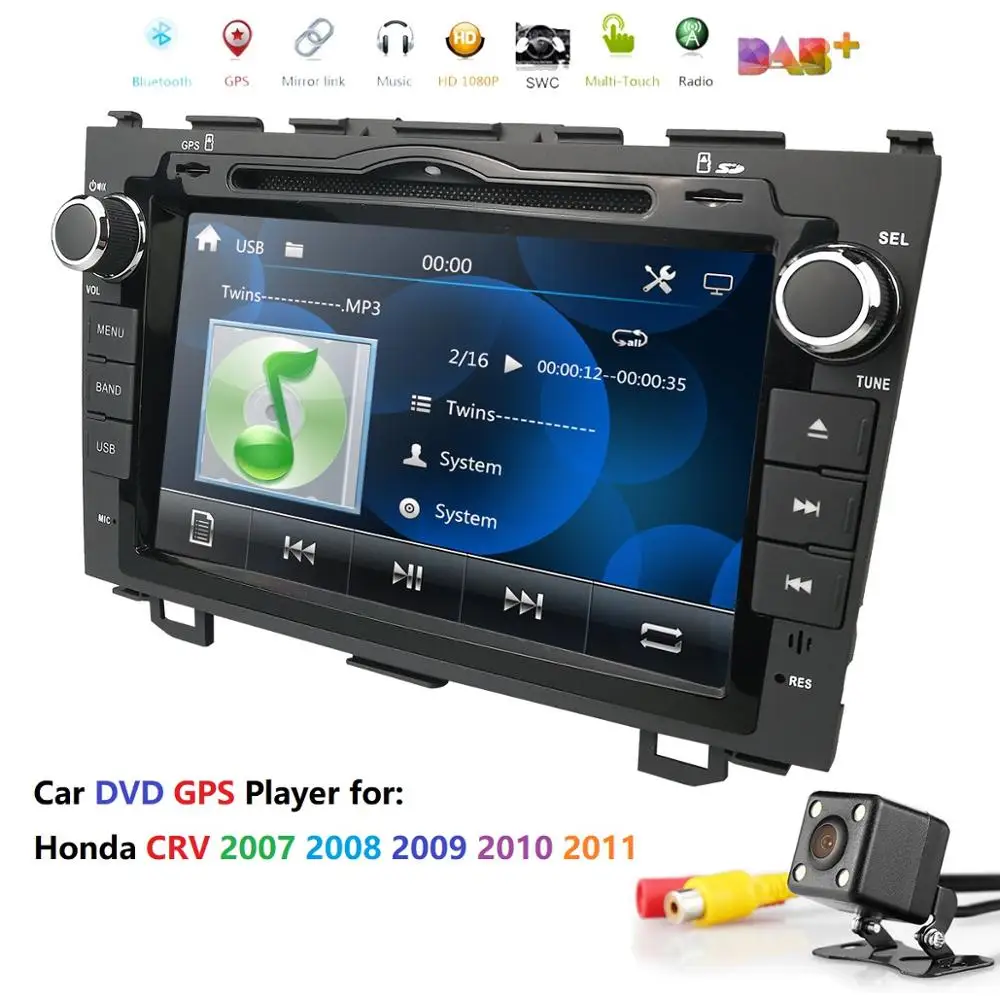 

Car DVD Player For HONDA CRV 2007 2008 2009 2010 2011 GPS 8'' 2DIN Mirrorlink DAB+ USB SD RADIO SWC 1080P RDS Capacitive screen