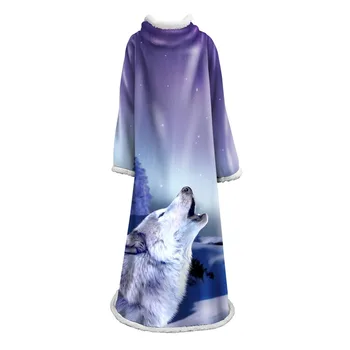

Winter Wearable Blankets with Sleeves Thick Warm Special Gradient Wolf Blanket To Adult Christmas Gifts Witchcraft Blankets