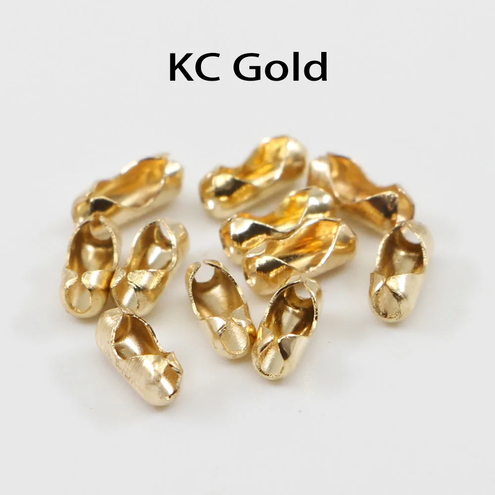 KC Gold 200 шт./партия 1,5/2,0/2,4/3,2 мм соединения шаровой цепи застежки золото/серебро для самостоятельного изготовления браслетов Цепочки и ожерелья ювелирные изделия бисерная цепочка для изготовления - Цвет: KC Gold