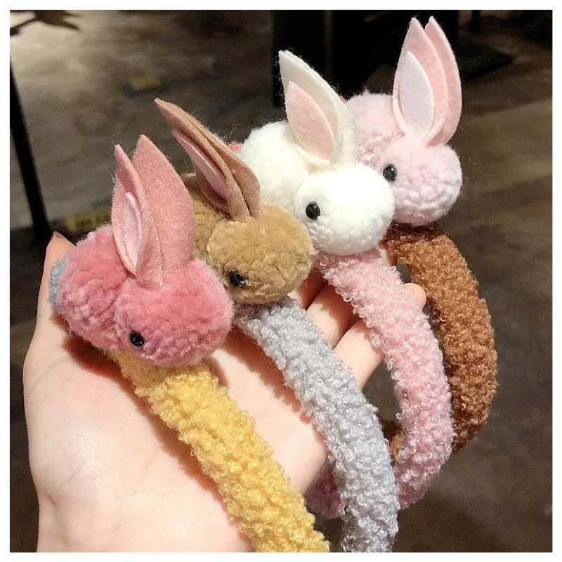 accessoriesbaby easter  Rabbit Plush Hairball Hair Bands for Girls Colorful Children Headband Kawaii Winter Accessories for Kids Cute Headwear Soft Warm cool baby accessories