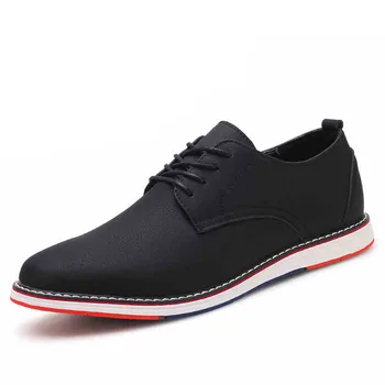 

Man Moccasins Sneakers All black Flats Shoes Mens Business Dress leather Casual Fashion Low Lace-up Oxfords Formal Shoes