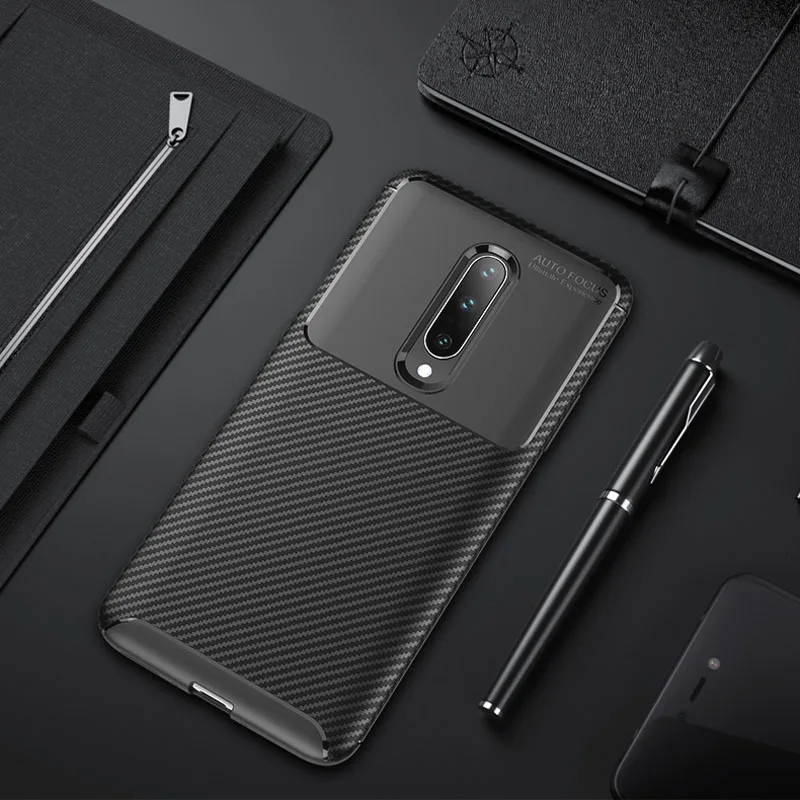 Чехол для Oneplus 7T Pro роскошный бампер из углеродного волокна мягкий силиконовый