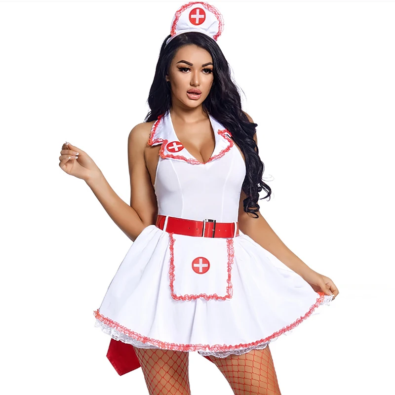 

Сексуальные эротические костюмы медсестры горничной, сексуальный женский костюм для взрослых, нижнее белье, чулки, Хэллоуин, доктор ряды, медсестры, лук