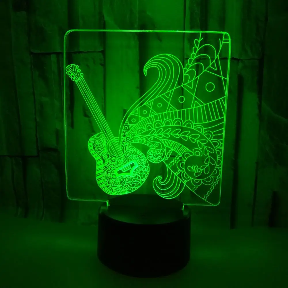 Музыкальные инструменты Гитара 7 цветов Изменение 3D лампа сенсорный USB led Настольная лампа Свадебная вечеринка День Рождения Декор USB ночник