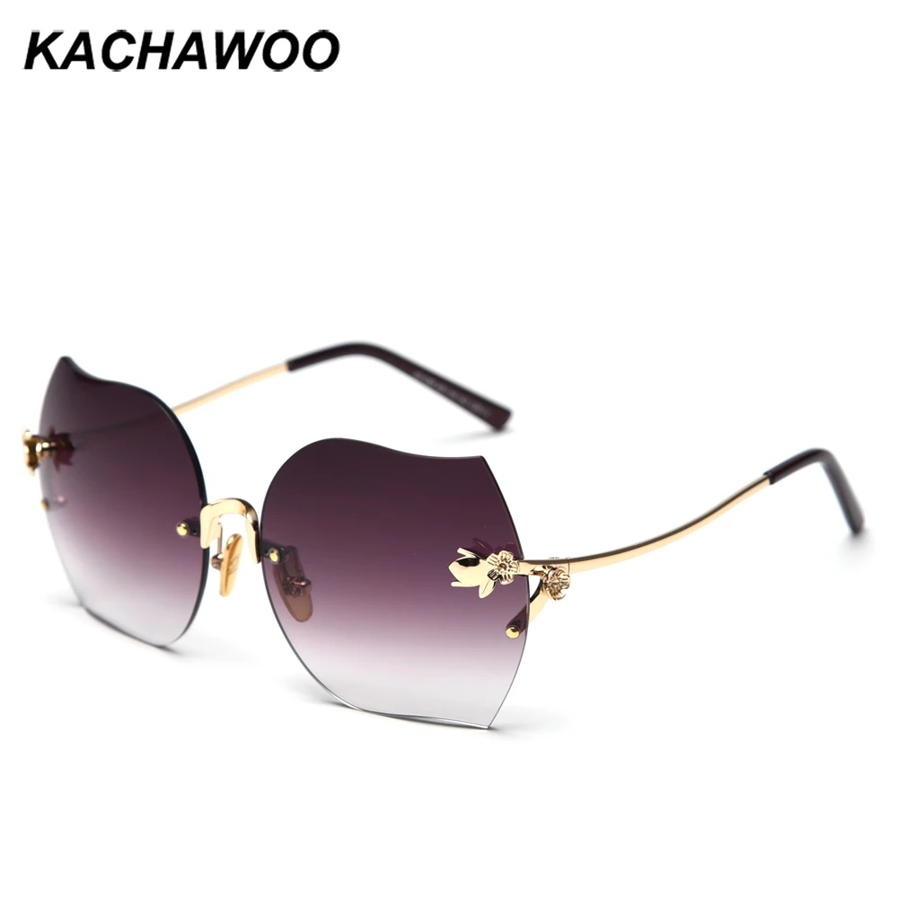 Kachawoo, градиентные негабаритные Квадратные Солнцезащитные очки, без оправы, женские, металлические, большие, без оправы, солнцезащитные очки для девушек, летний подарок на день рождения
