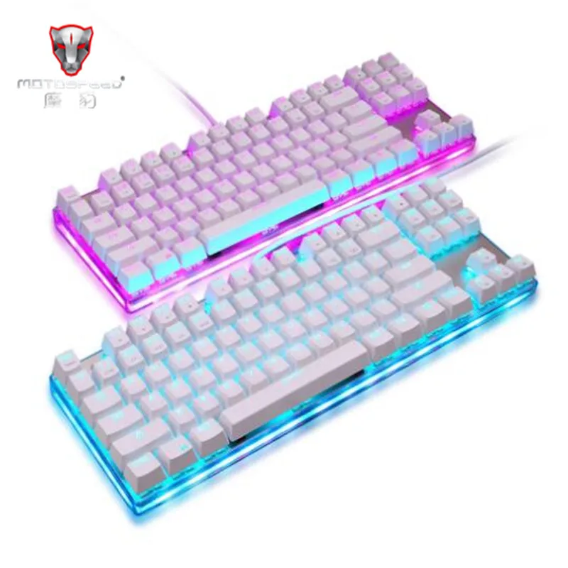 Motospeed K87S ABS USB Wired Mechanical Keyboard with RGB Backlight Blue Switch and Transparent crystal shell for Computer Gamer