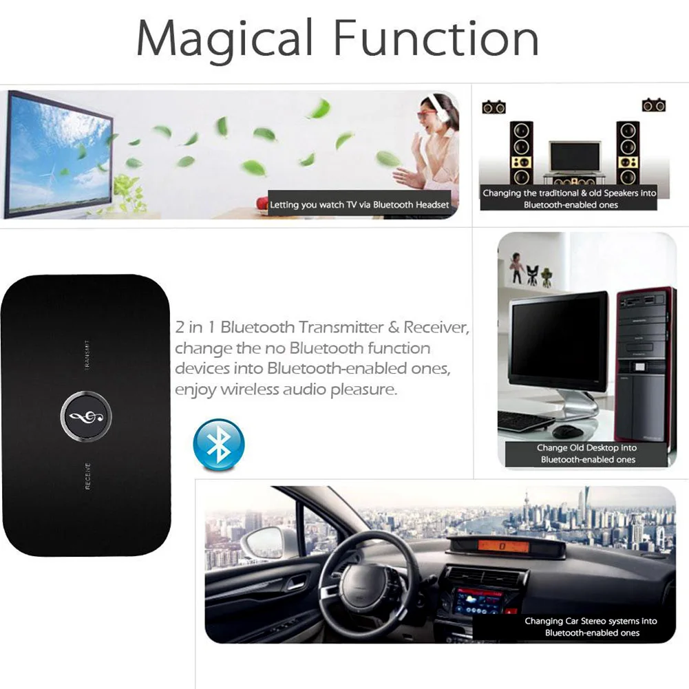 B6 2в1 Bluetooth передатчик приемник HIFI беспроводной приемник A2DP Портативный Аудио плеер Aux 3,5 мм черный Bluetooth аудио адаптер