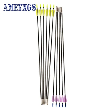 

12pcs Archery 6mm Fiberglass Arrow Hunting Target Practice Compound Recurve Bow Accessories Shooting Training