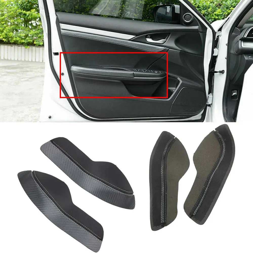 2Pcs For Honda 10th Civic 16 18 Car Front Door Armrest Surface Shell