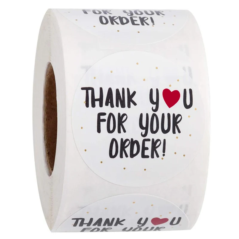 

500pcs Thank you for your order stickers seal label for Shopping Small Shop Local Handmade sticker white Gold leaf sticker rolls