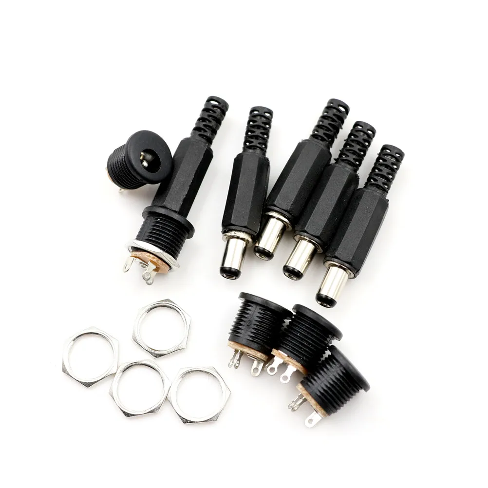 Hot Sell 10 pcs/set 12V 3A Plastic Male Plugs+ Female Socket Panel Mount Jack DC Power Connector Electrical Supplies