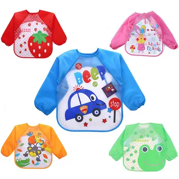 

Cute Cartoon Car Baby Bibs Waterproof Long Sleeve Apron Children Feeding Smock Bib Clothes Soft Eat Toddler Clothing