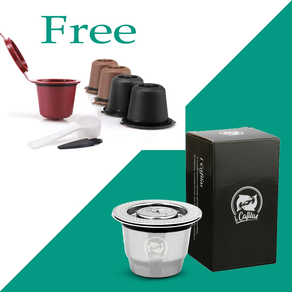 Capsula Nespresso Refillable Capsule Stainless Steel Reusable Coffee Filter for Nespresso Cafeteira Dripper Filters Tamper Spoon - Цвет: As Picture