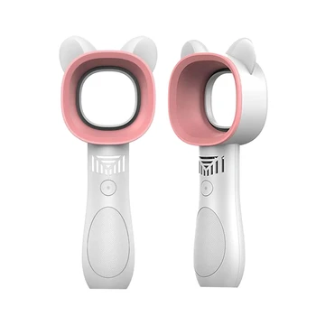 

Portable Handheld Cooling Bladeless Fan USB Fan Desktop Bladeless Fan Rechargeable Quiet 3 Gear (Cute White) 2 Pack