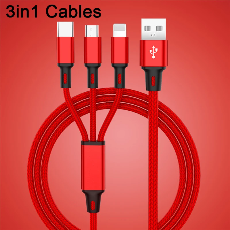 Кабель для быстрой зарядки Micro-type-C 3 в 1 нейлоновый USB кабель для зарядки Xiaomi 9 Lite для huawei P30 Lite Honor 8X кабель для мобильного телефона