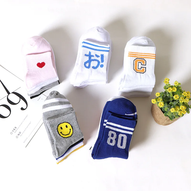 

Hot Sales Korean-style Socks Tube Autumn And Winter Two-Branched with Numbers Solid Color 168-Pin Polyester Cotton Pile Style At