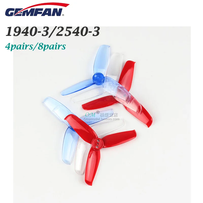 M./-8 шт/4pairGemfan 1940/2540 трехлопастный пропеллер PC CW CCW реквизит для дрона FPV гоночный