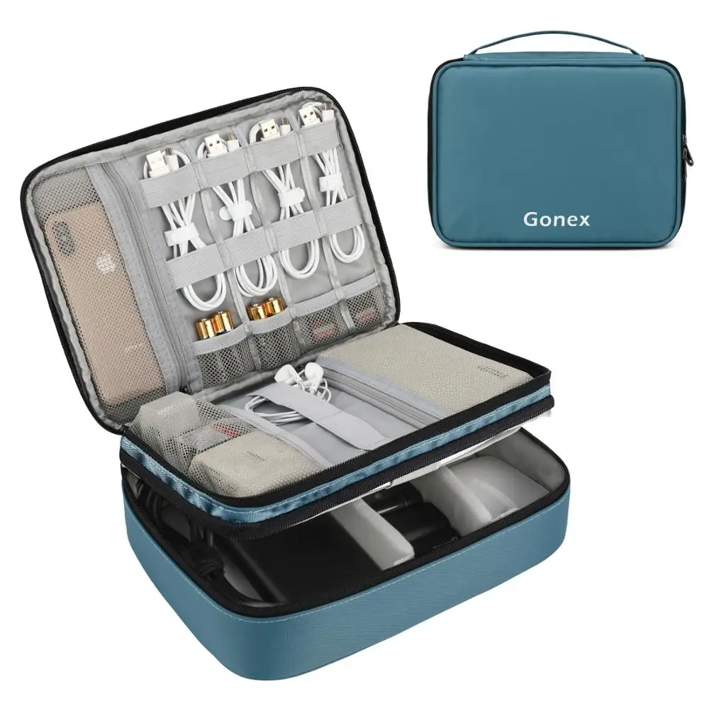Gonex Электроника путешествия Кабельный органайзер сумка для хранения с ремешком Портативный Оксфорд зарядное устройство чехол для деловой поездки