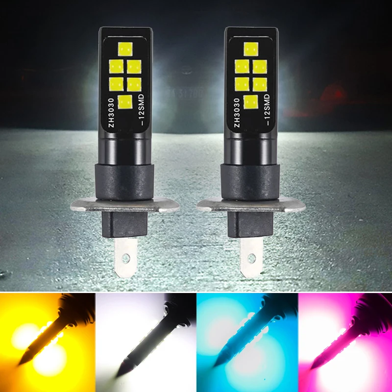 Светодиодсветодиодный Лампа H1 12SMD 3030 лм 2 шт.|Автомобильная противотуманная фара|