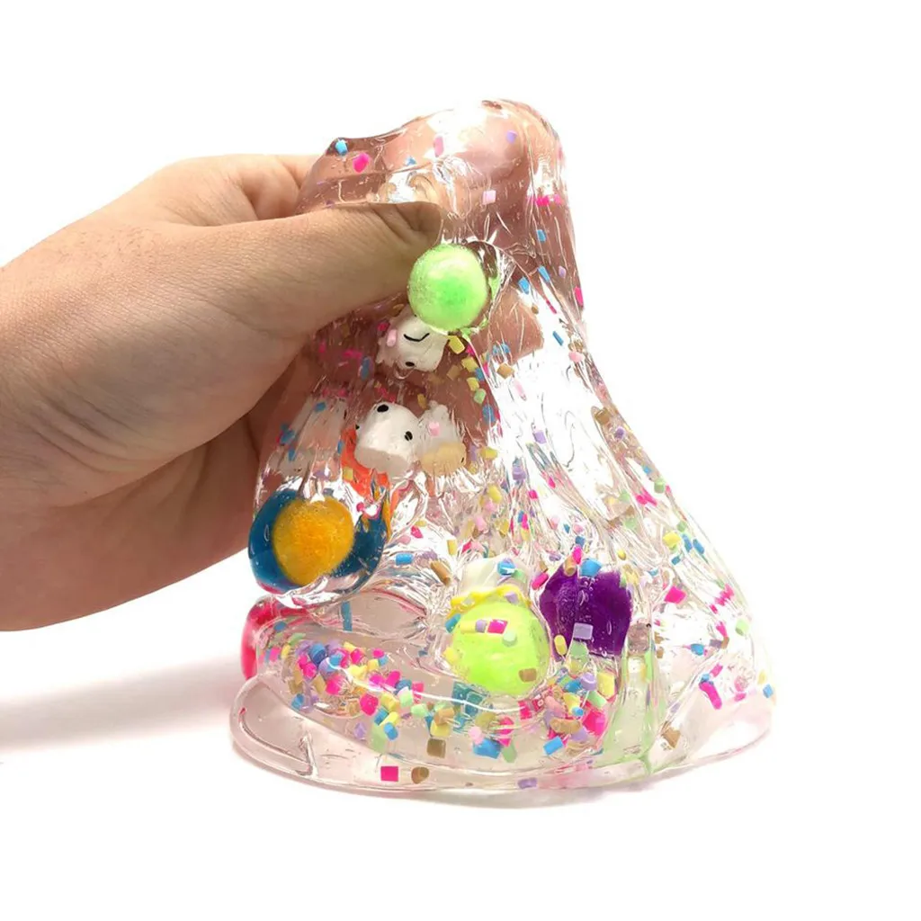 Beautiful Clear Bubblegum Dairy Cow Slime Relief Children Kid Funny Toys Gift Fluffy Slime Crystal Dough #B