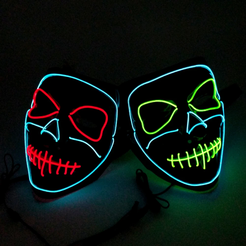

Halloween Mask V Clown Joker Skull LED Light Up Party Masks Purge Mascara Horror Maska Glowing Mask Party Mask Cosplay Costume