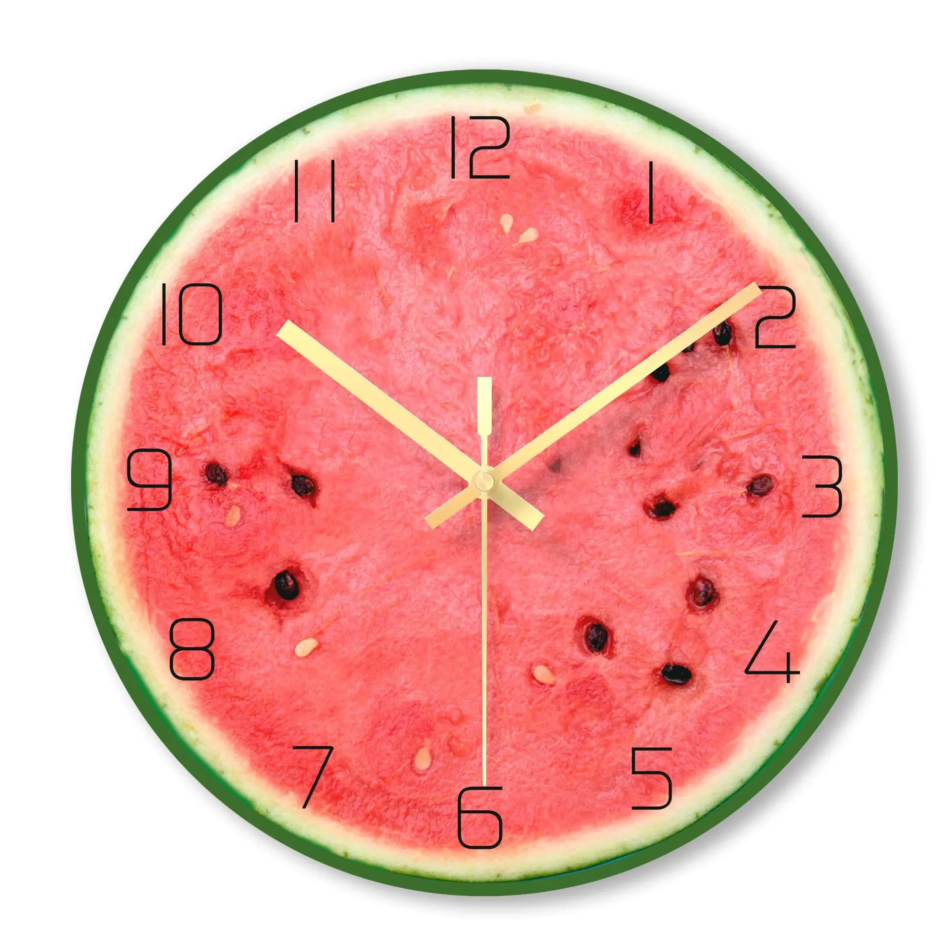 

Cute Round Tempered Glass Fruit Watermelon Digital Wall Clock Modern Design Living Room Hanging Clock Friend New Room Gift Decor